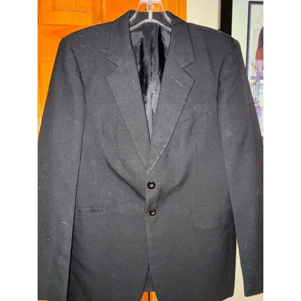 Trajes Valher Mens Black‎ Two Button Blazer Jacket Riobamba Ecuador Size 40R